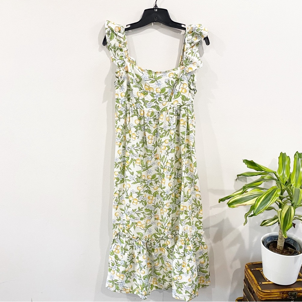 Blu Pepper Lemon and Leaves Tiered Paper Doll Midi Dress
